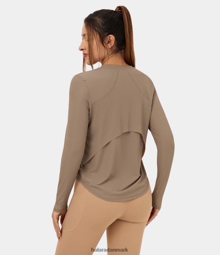 aktivt tøj dk Halara Kvinder rund hals buet søm kontrast mesh yoga sport top amfora TH606J1867