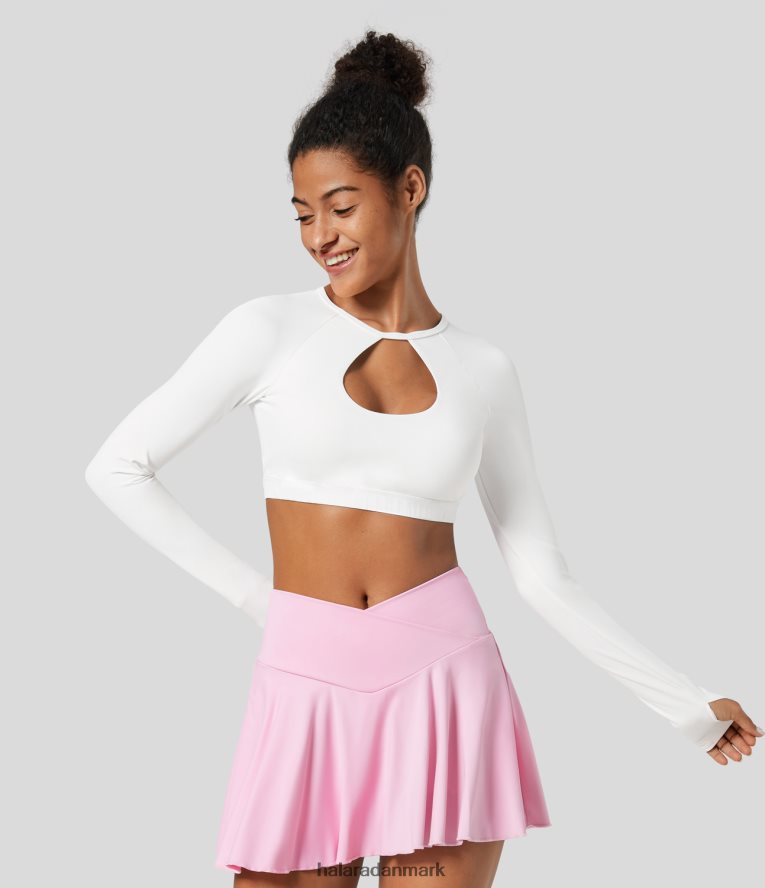 aktivt tøj dk Halara Kvinder rund hals udskåret tommelfingerhul rygfri beskåret hurtigtørrende tennissportstop original TH606J1935