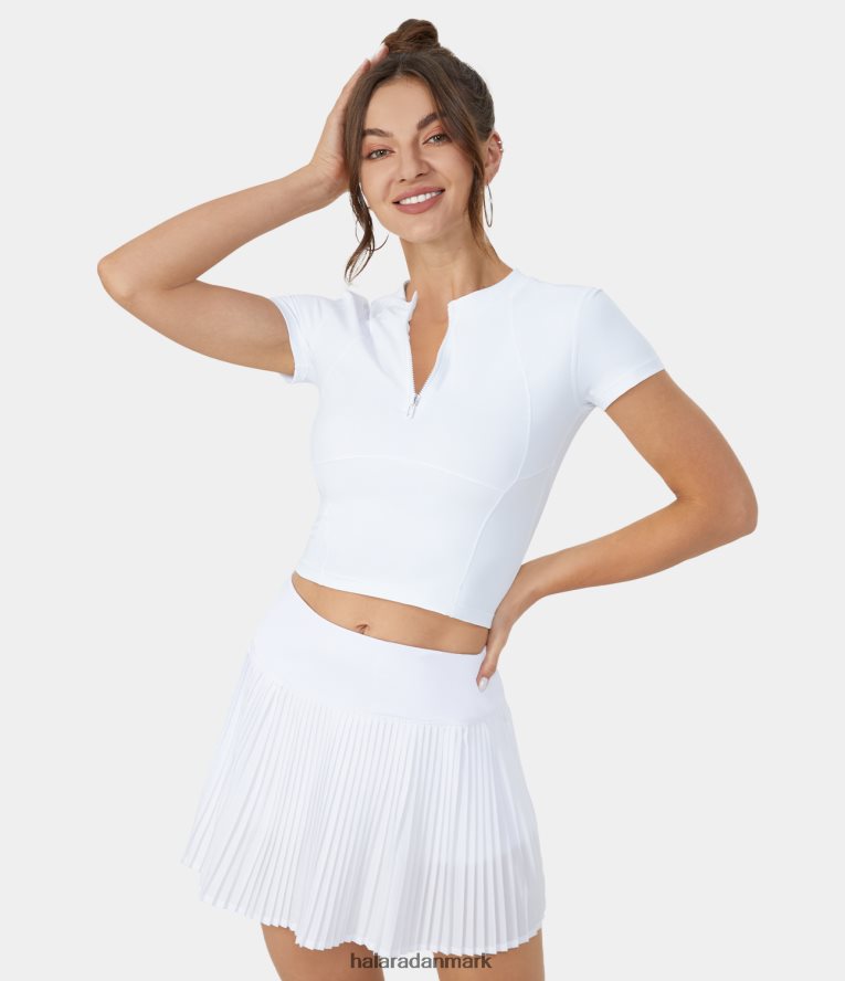 aktivt tøj dk Halara Kvinder softlyzero luftig halv lynlås kortærmet cool touch cropped golf sports top hvid TH606J1813