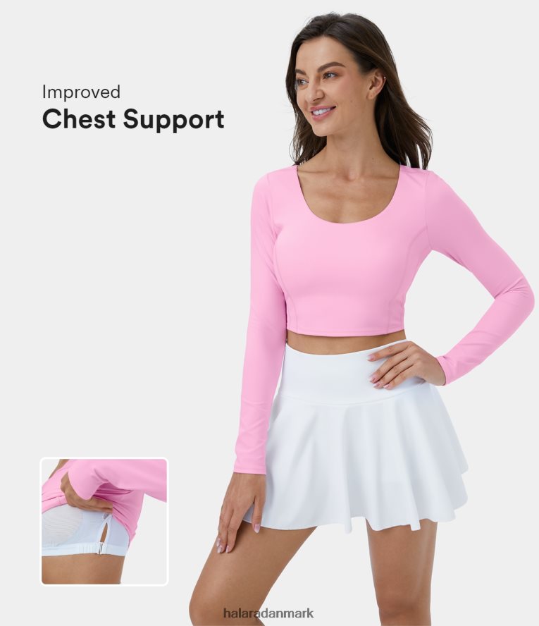 aktivt tøj dk Halara Kvinder softlyzero plys langærmet justerbar spænde cropped yoga sport top næsegrus TH606J1877