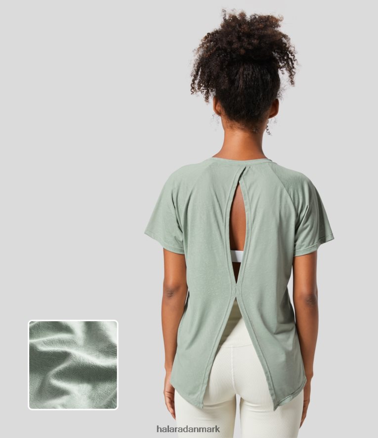 aktivt tøj dk Halara Kvinder udskåret jacquard tennis sports top jadeit TH606J1862