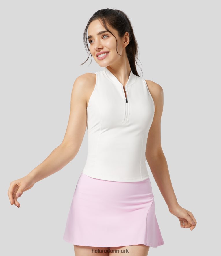 aktivt tøj dk Halara Kvinder baseballkrave halv lynlås slim quick dry golf tank top hvid TH606J1692