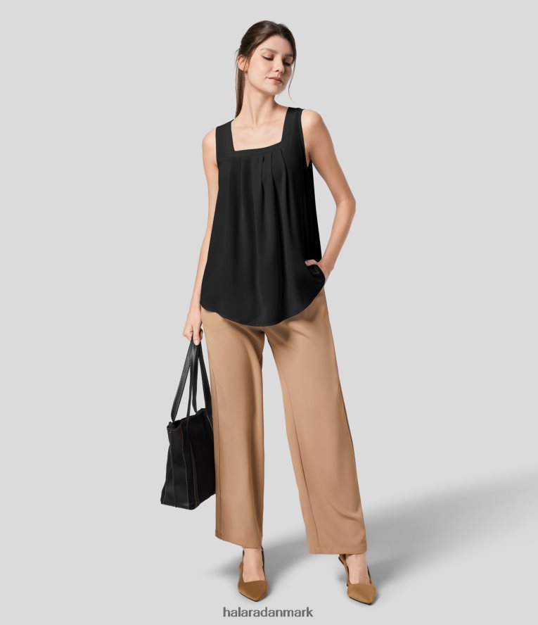 aktivt tøj dk Halara Kvinder firkantet hals plet arbejdstanktop sort TH606J1718