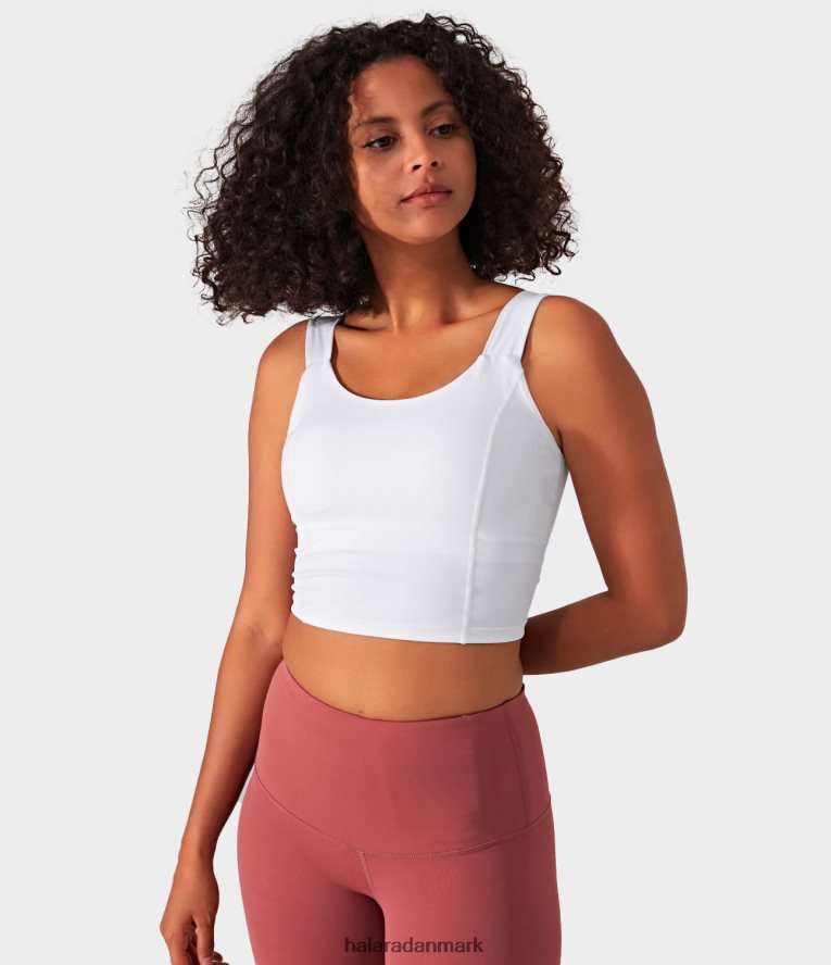 aktivt tøj dk Halara Kvinder polstret bagløs snoet workout cropped tanktop hvid TH606J1767