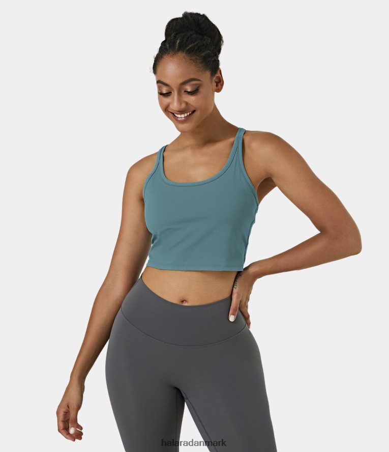 aktivt tøj dk Halara Kvinder racerback workout cropped tank top skifer blå TH606J1758