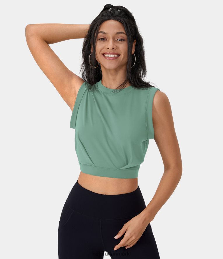 aktivt tøj dk Halara Kvinder ærmeløs cropped yoga tanktop med rund hals espalier TH606J1679