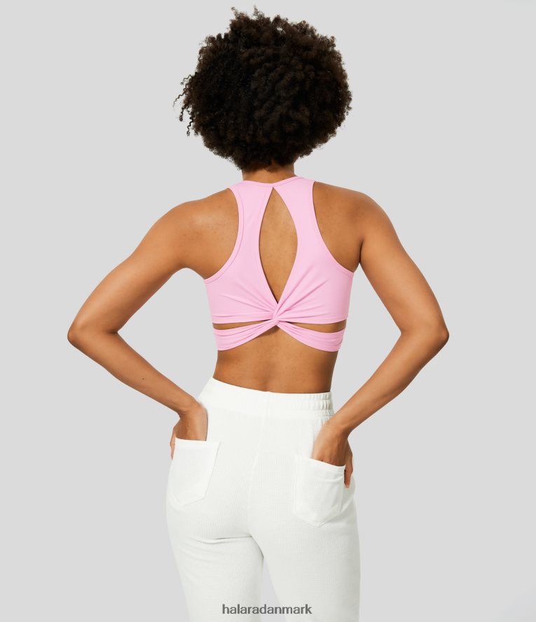 aktivt tøj dk Halara Kvinder softlyzero luftig firkantet hals, rygløs udskåret snoet cropped cool touch yoga tanktop næsegrus TH606J1734