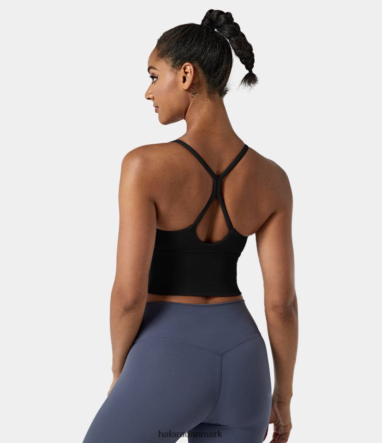 aktivt tøj dk Halara Kvinder softlyzero plys, rygløs udskåret tanktop på kryds og tværs sort TH606J1701