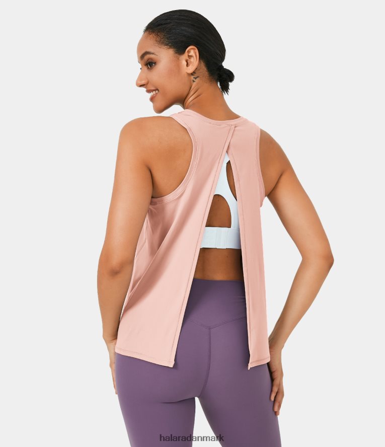 aktivt tøj dk Halara Kvinder split tie back tank top-ingen bh han elsker mig ikke - rose TH606J1735