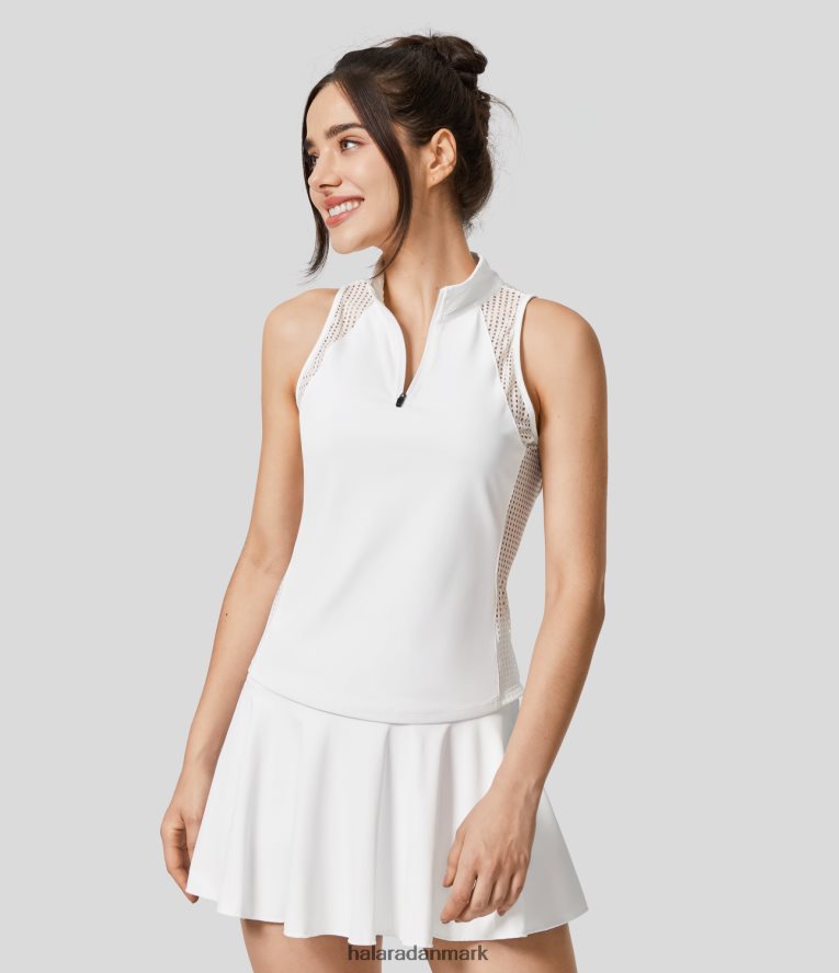aktivt tøj dk Halara Kvinder standkrave halv lynlås kontrast mesh hurtigtørrende tennis tank top original TH606J1740