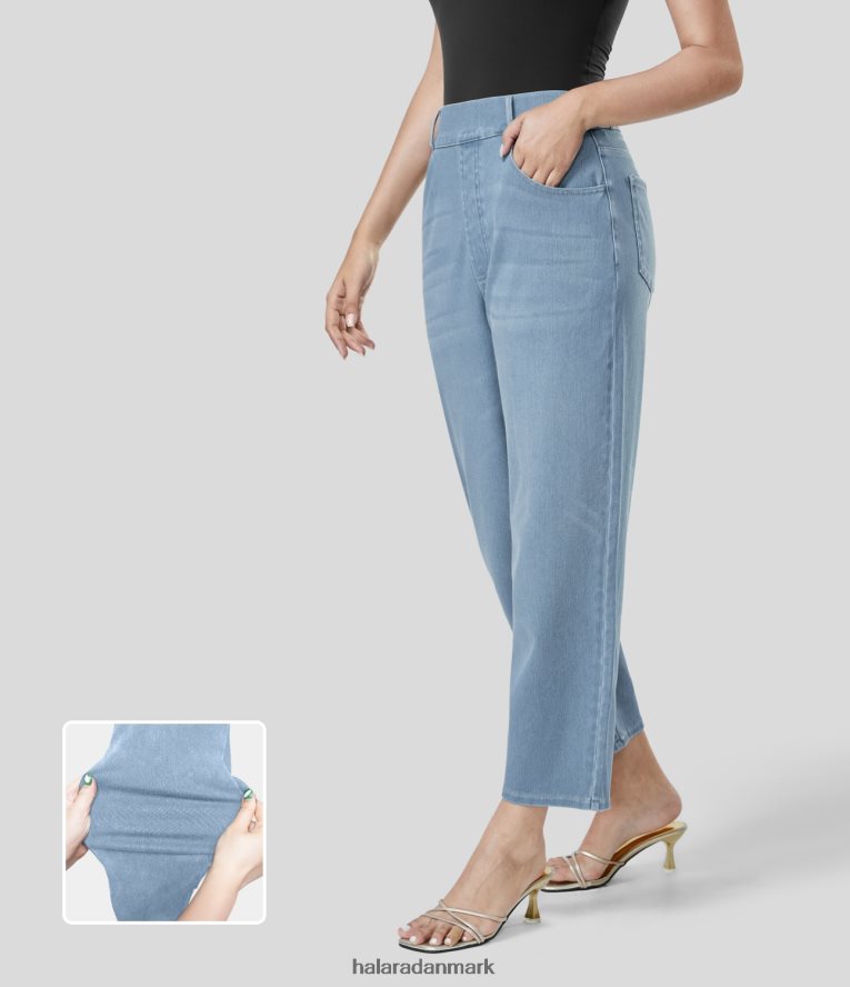 tøj dk Halara Kvinder magisk mellemhøjde flere lommer ankellængde stretchy strik work mom jeans falmet denim TH606J424
