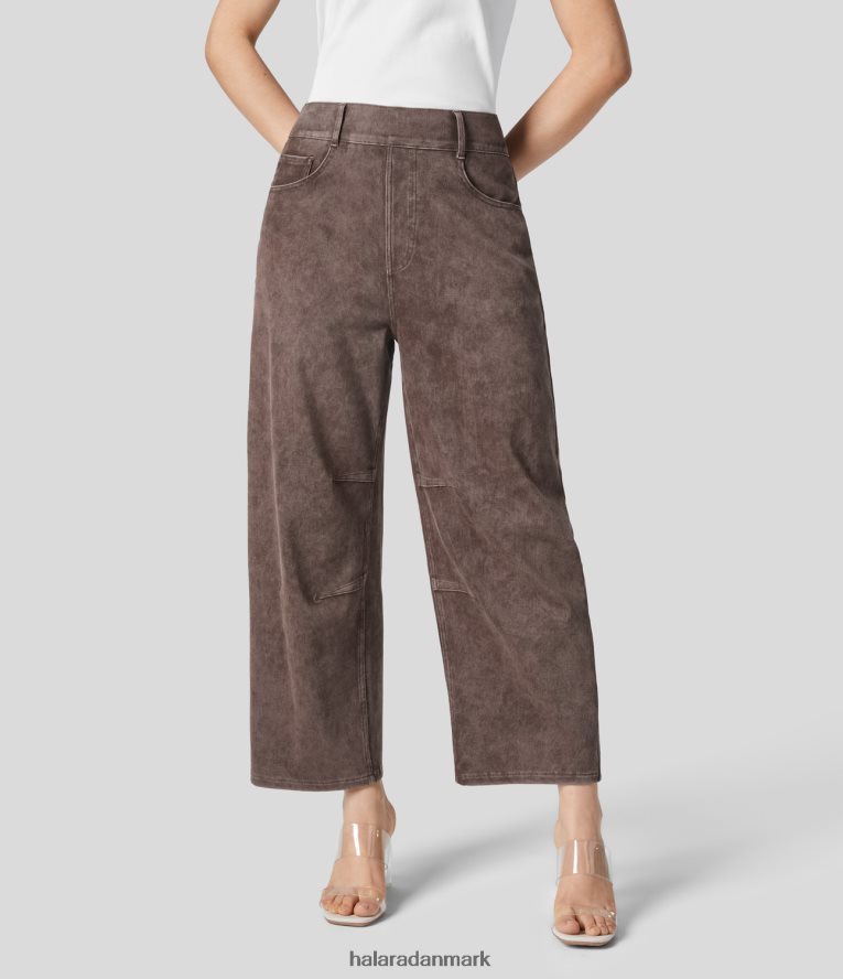 tøj dk Halara Kvinder magiske mellemhøjde flere lommer farverige strækstrikkede afslappede tilspidsede jeans vasket denimskifer TH606J1333