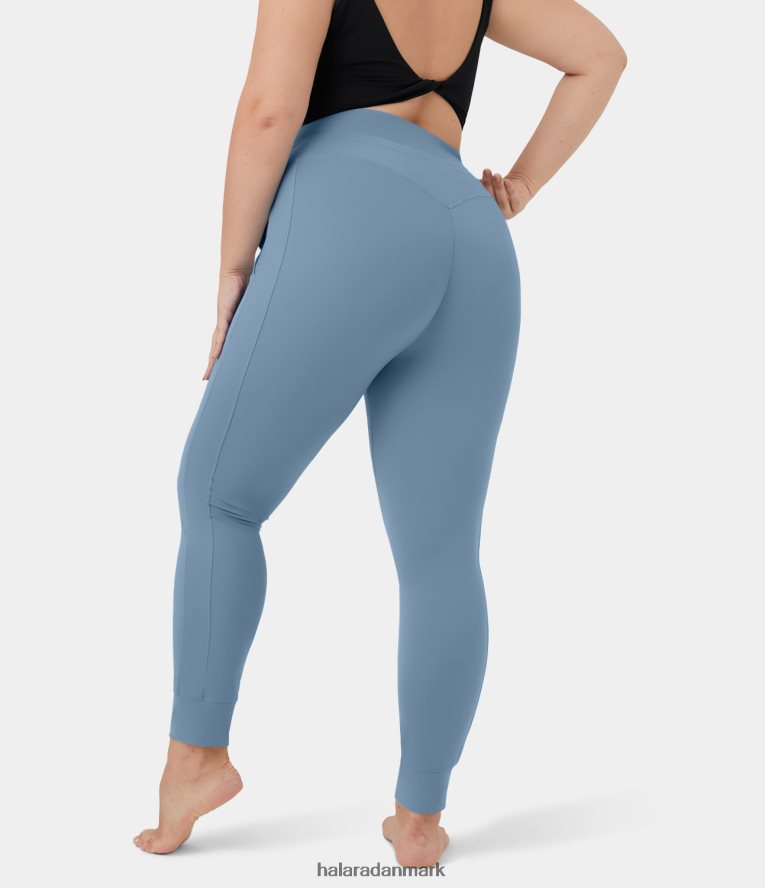 aktivt tøj dk Halara Kvinder softlyzero luftige højtaljede snøre i sidelomme almindelig fuld længde cool touch plus size joggers blå skygge TH606J2120