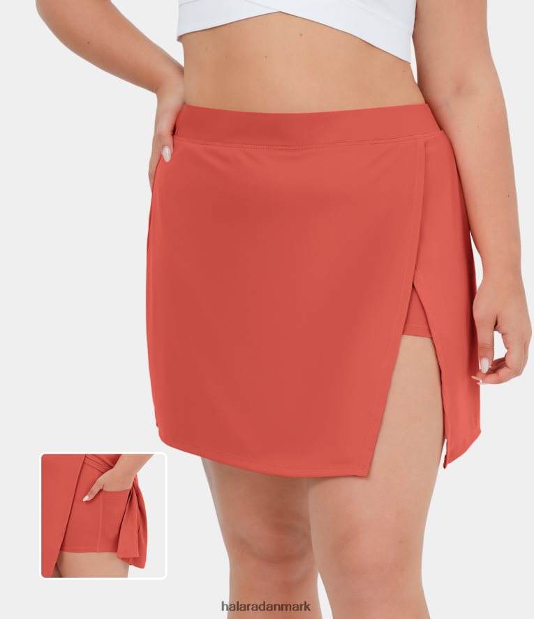 aktivt tøj dk Halara Kvinder softlyzero luftig sideskåret 2-i-1 sidelomme plus størrelse cool touch tennisnederdel - renhed kejserlig rød TH606J577