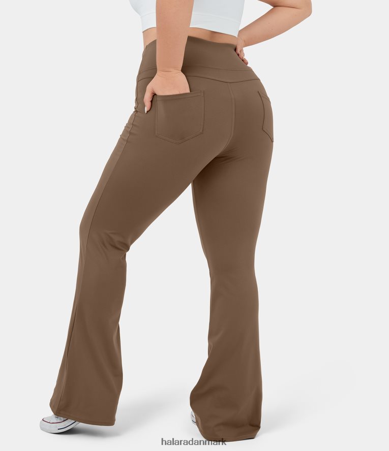 aktivt tøj dk Halara Kvinder højtaljede baglomme flare yoga plus size leggings sepia TH606J289