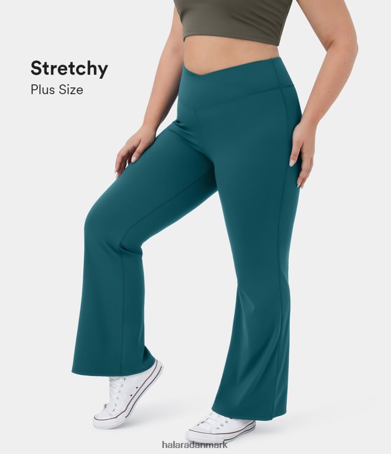 aktivt tøj dk Halara Kvinder højtaljede crossover leggings i fuld længde i plus størrelse atlantisk dyb TH606J292