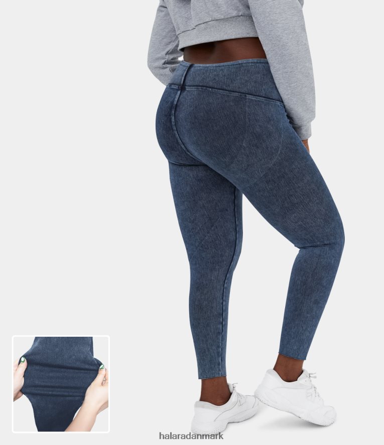 tøj dk Halara Kvinder magiske højtaljede stretchy strik denim plus size casual leggings oceana TH606J1349