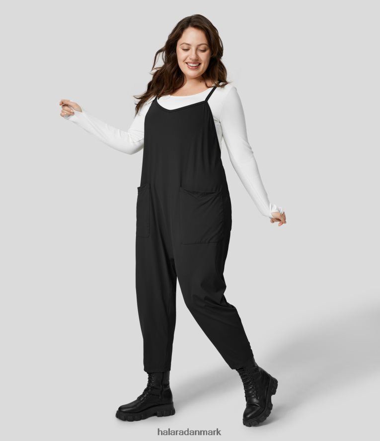 tøj dk Halara Kvinder rygløs flere lommer ankellængde afslappet tilspidset plus size jumpsuit tap sko TH606J2078