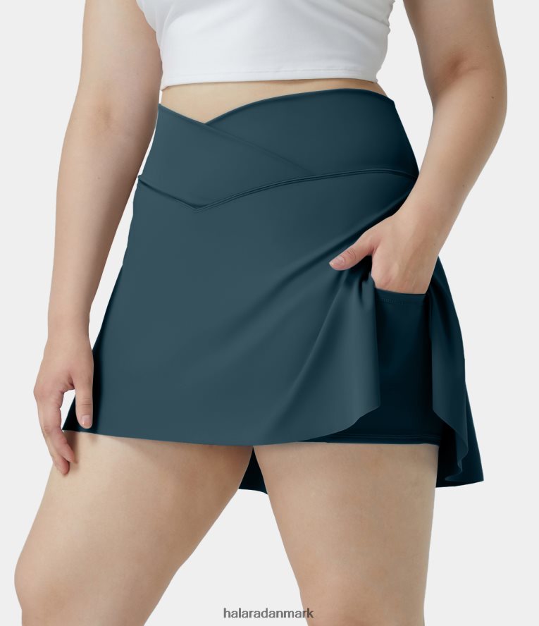 bunde dk Halara Kvinder hverdags softlyzero luftig crossover sidelomme 2-i-1 cool touch tennis plus størrelse nederdel-lucid blæk grøn TH606J504