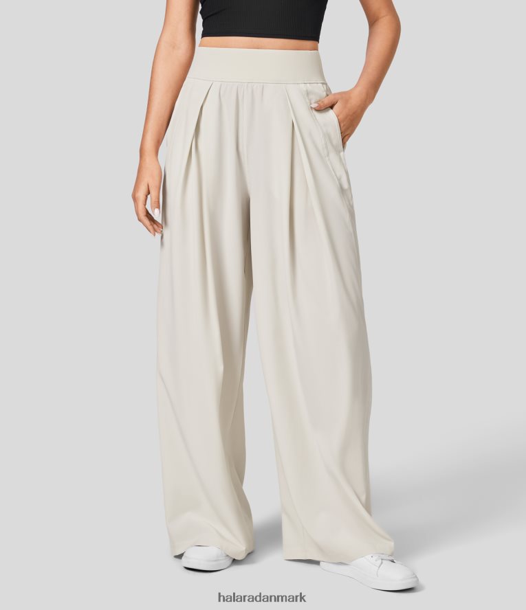 tøj dk Halara Kvinder casual bukser i mellemhøj sidelomme med brede ben dampagtig grå TH606J158