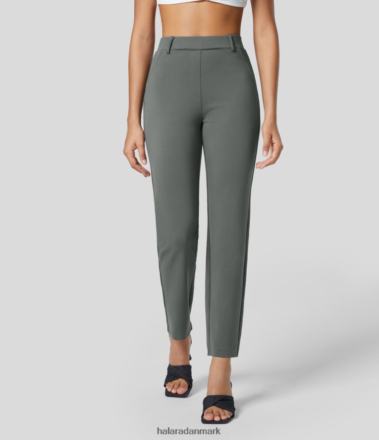 tøj dk Halara Kvinder højtaljede baglomme solide koniske bukser sedona salvie TH606J436