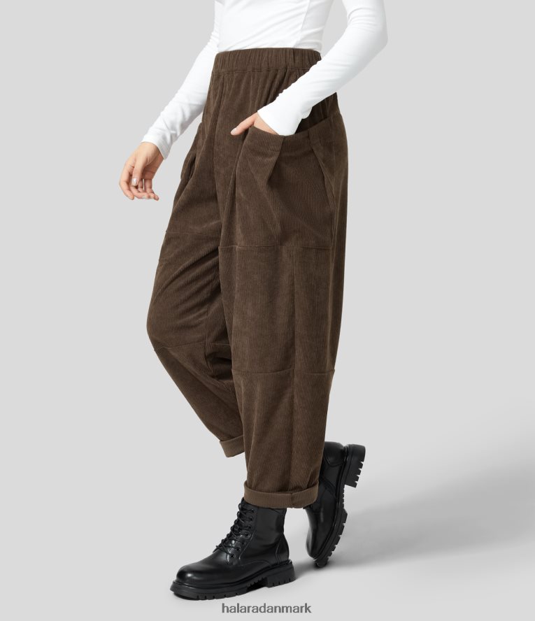 tøj dk Halara Kvinder højtaljede fløjlsbukser i sidelomme demitasse TH606J466