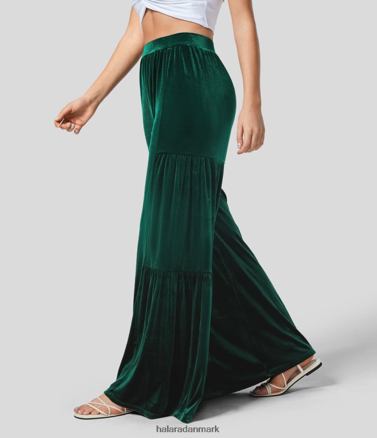 tøj dk Halara Kvinder højtaljede fløjlsbukser med brede ben regnskov TH606J137