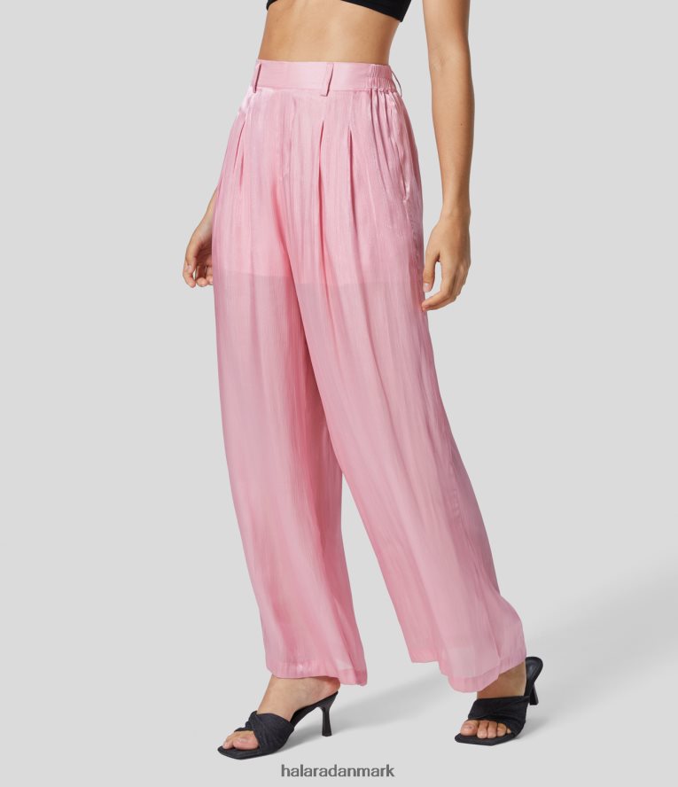 tøj dk Halara Kvinder højtaljede pletsidelomme 2-i-1 flydende afslappede bukser med brede ben romantik steg TH606J135