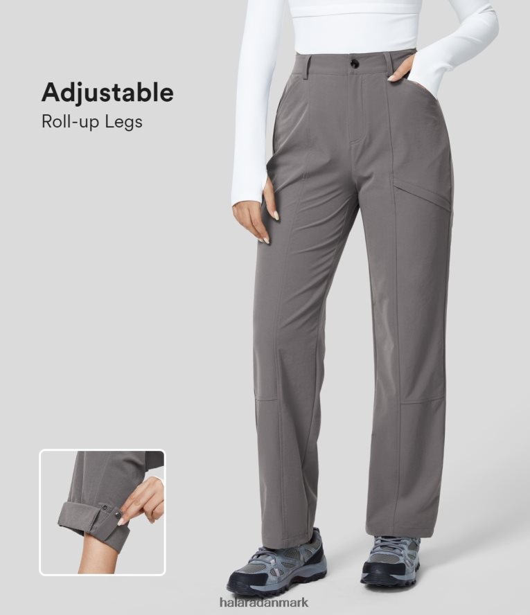 tøj dk Halara Kvinder højtaljede sidelomme justerbar trykknap arbejdsbukser med rulleben stormfront TH606J437