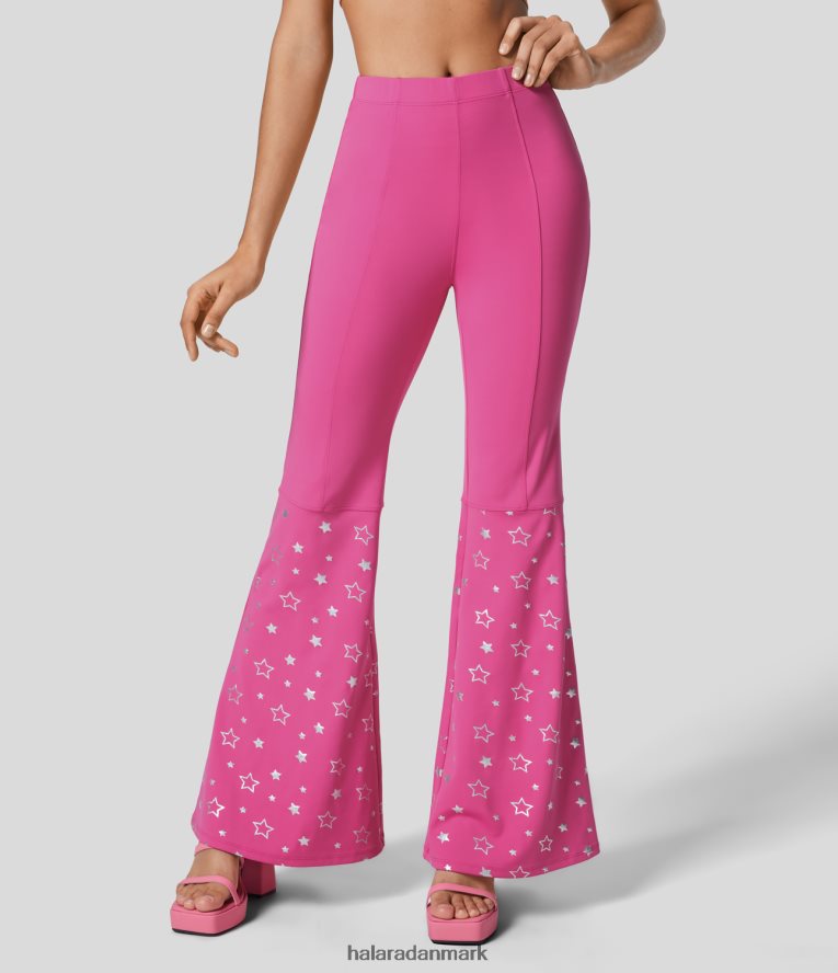 tøj dk Halara Kvinder højtaljede stjernemønster super flare festbukser hindbærrose TH606J380