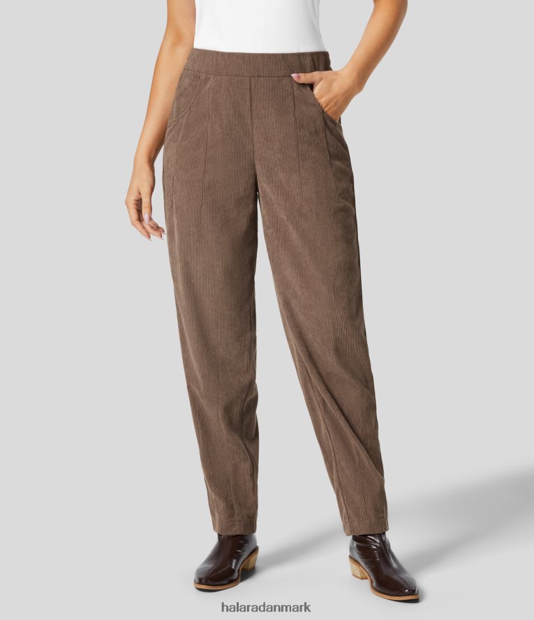 tøj dk Halara Kvinder mellemhøj elastisk linning flere lommer arbejde fløjlsbukser original TH606J440