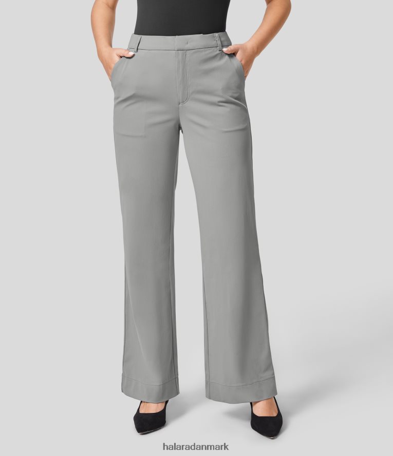 tøj dk Halara Kvinder mellemhøj sidelomme arbejdsbukser med lige ben mirage grå TH606J397