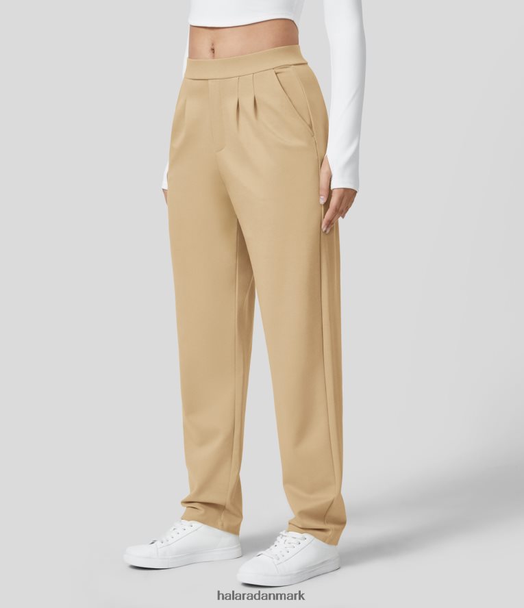 tøj dk Halara Kvinder mellemhøjde, flettede sidelomme-arbejde tilspidsede bukser taos taupe TH606J427