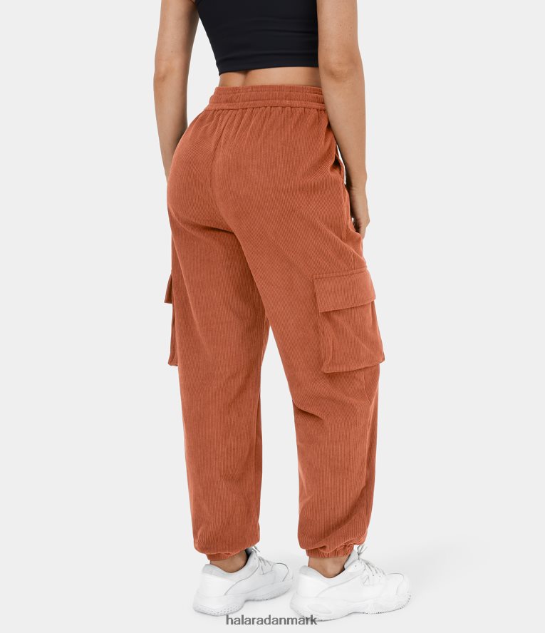 tøj dk Halara Kvinder mellemhøj løbesko i sidelomme fløjlsbukser af fløjl original TH606J99