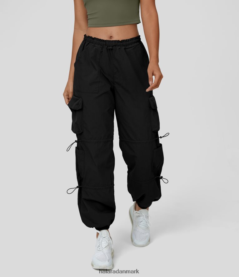 tøj dk Halara Kvinder mellemhøjde snøre med flere lommer afslappede joggere i bomuld sort TH606J9