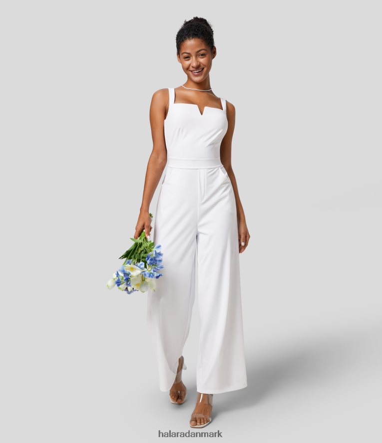 tøj dk Halara Kvinder softlyzero luftig rygløst slips bagside lomme cool touch brudepige og bryllup gæste jumpsuit hvid TH606J2091