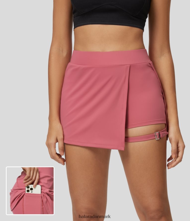 tøj dk Halara Kvinder softlyzero plys højtaljet 2-i-1 sidelomme justerbar spænde bodycon mini casual nederdel begonia rouge TH606J544