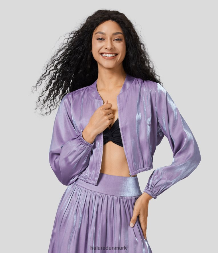 tøj dk Halara Kvinder sidelomme lynlås shine casual bomberjakke rapsodi TH606J2047