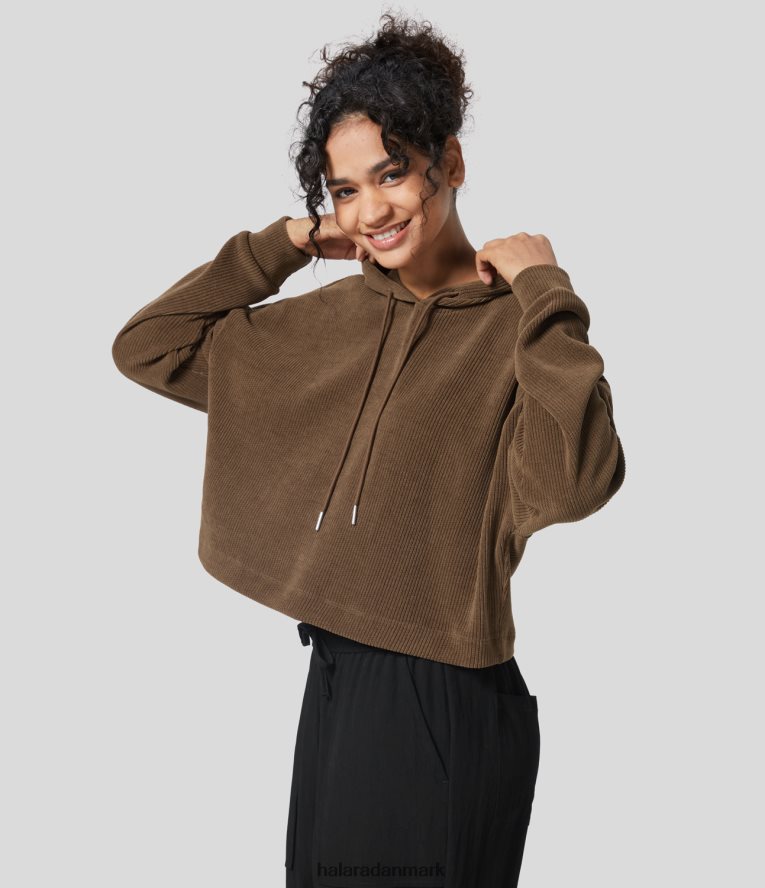 tøj dk Halara Kvinder hættetrøje med hættetrøje og snøre afslappet chenille kaffelikør TH606J2021