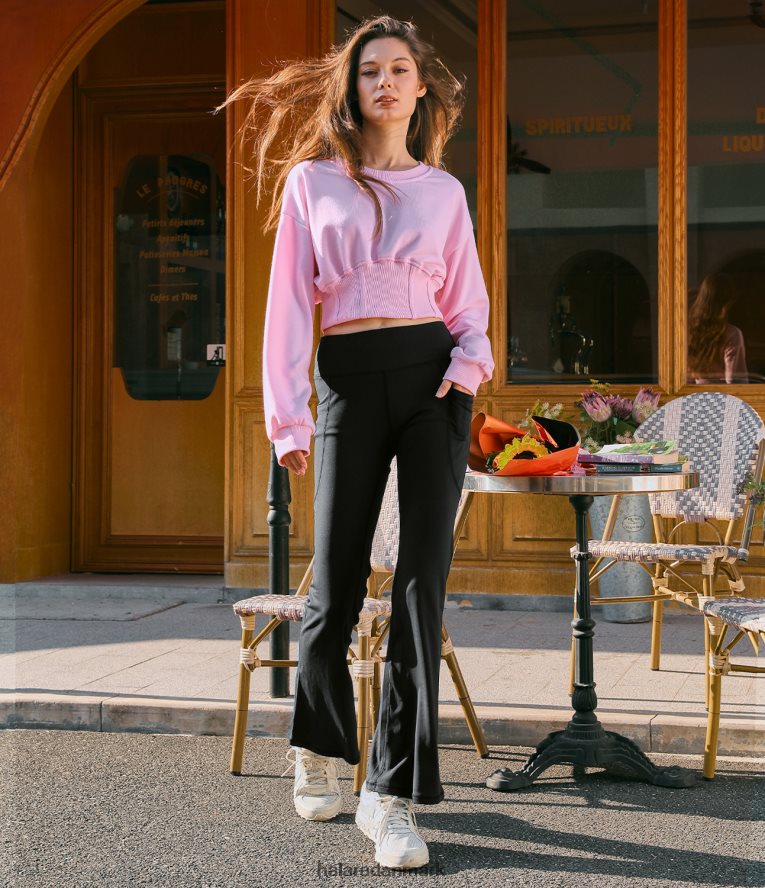 tøj dk Halara Kvinder korset almindelig cropped sweatshirt kit pink TH606J1974